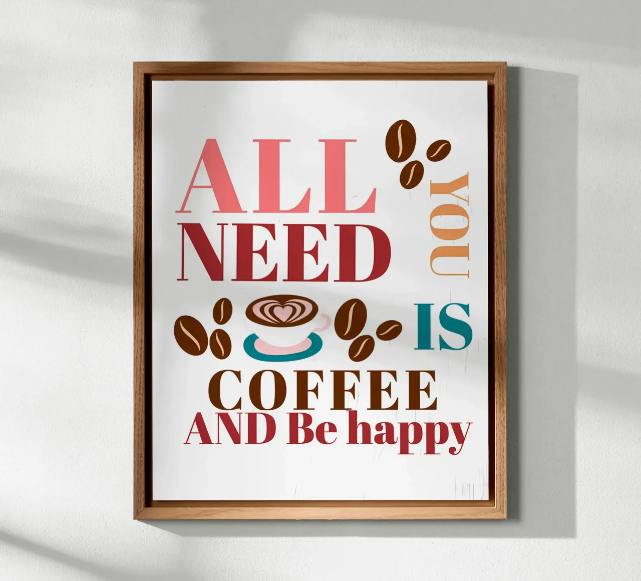 Tutto ciò che serve è caffè e felicità alluminio dibond da inspirational quote