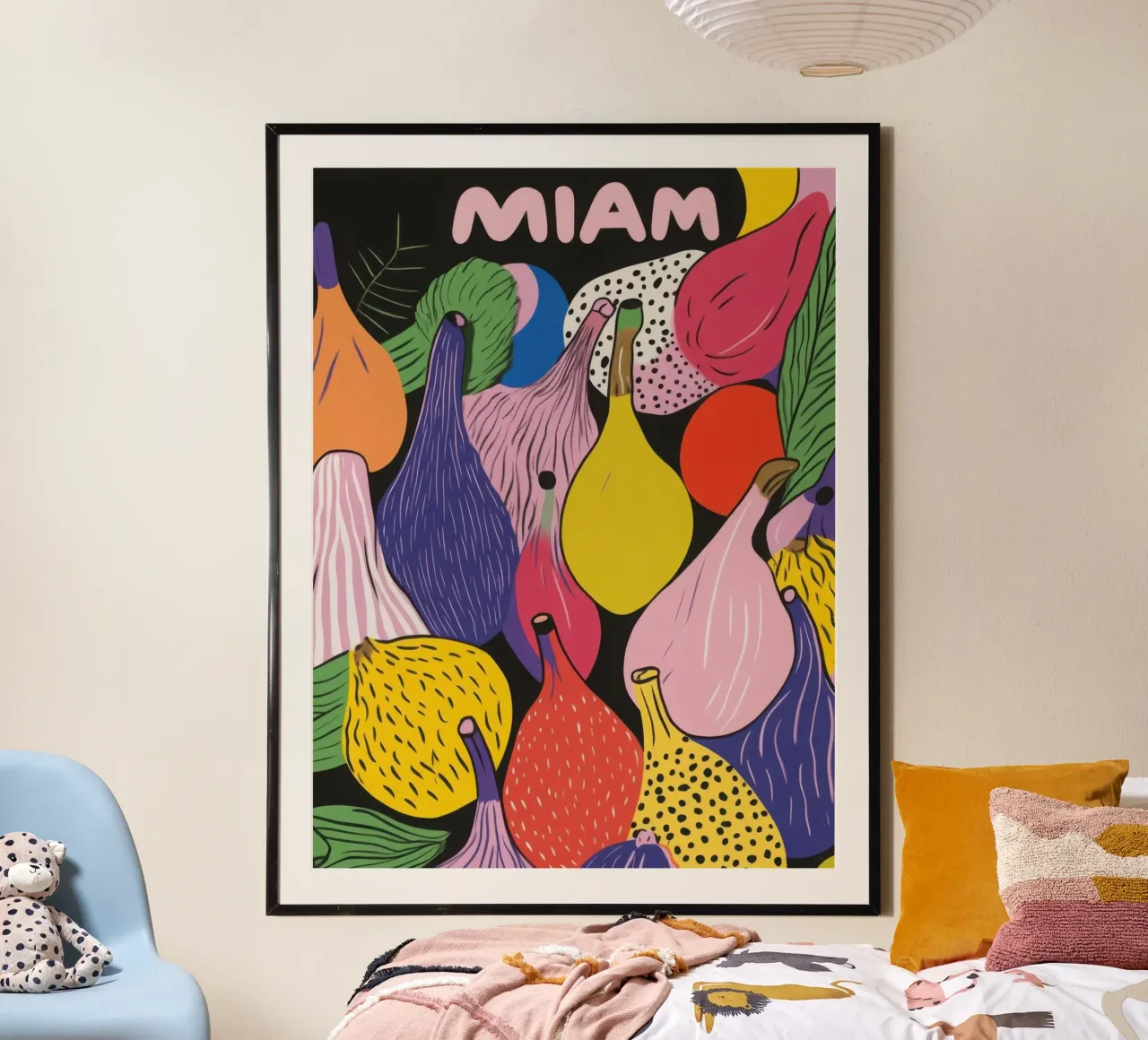 Fruits de Miam poster with wooden frame by Pop and Fruits - Affiches & posters