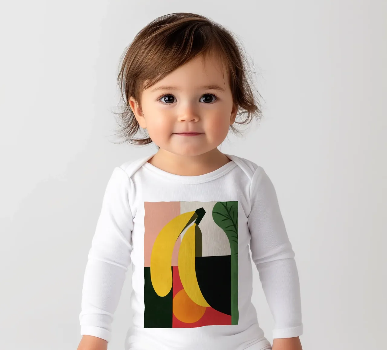 Geometric banana long-sleeve baby romper by Pop and Fruits - Affiches & posters