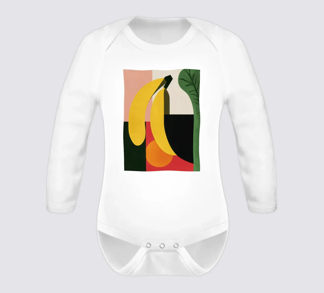 Geometric banana long-sleeve baby romper by Pop and Fruits - Affiches & posters