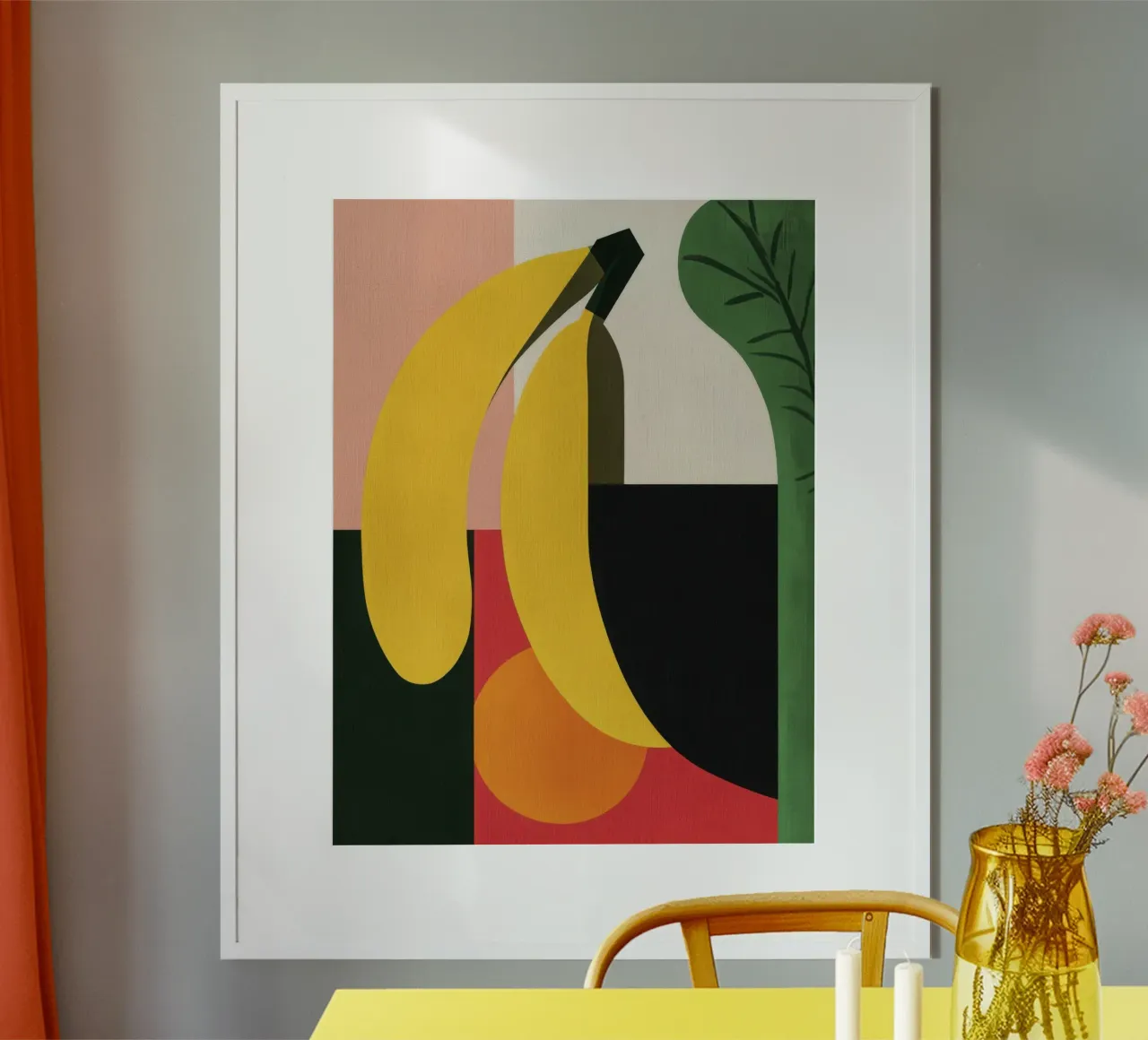 Banana geometrica poster con telaio in alluminio da Pop and Fruits - Affiches & posters