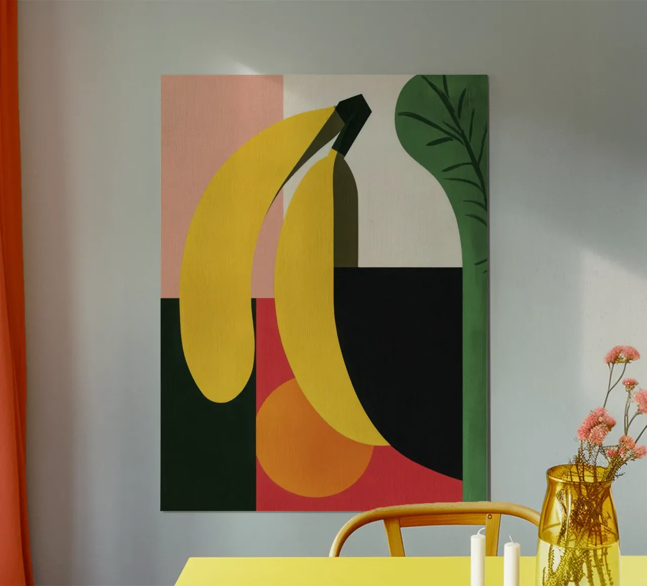 Banana geometrica poster con telaio in alluminio da Pop and Fruits - Affiches & posters