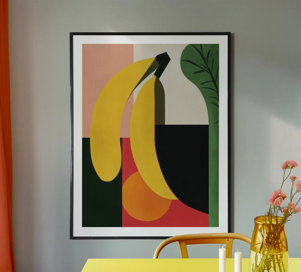 Banana geometrica poster con telaio in alluminio da Pop and Fruits - Affiches & posters