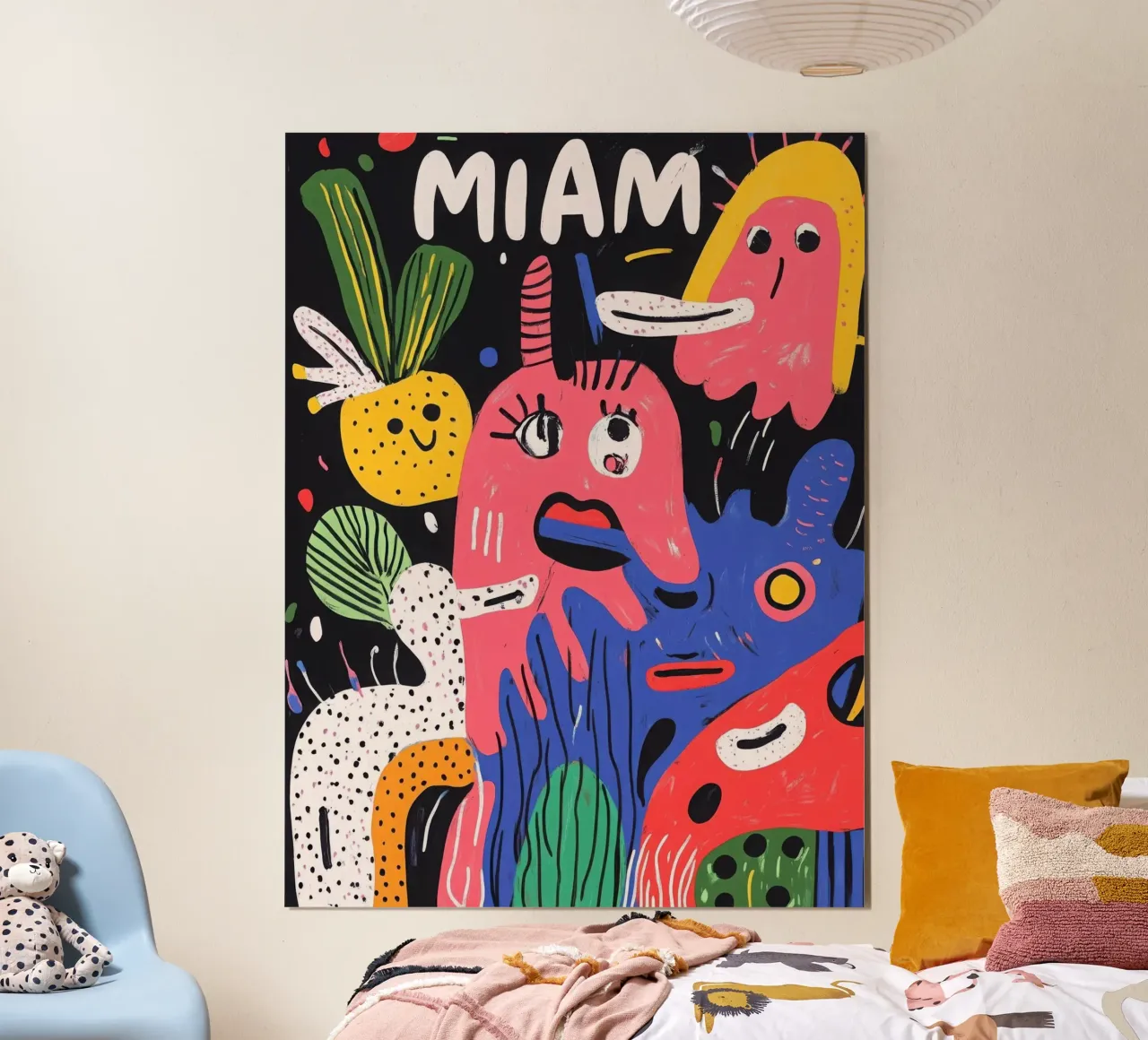 Colourful landscape of fruit poster with aluminum frame by Pop and Fruits - Affiches & posters