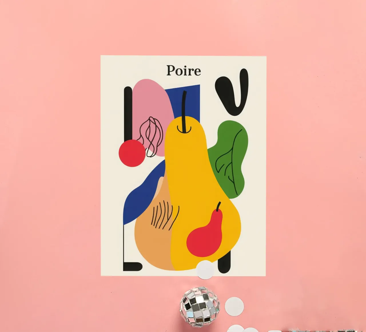 Geometric Pear sticker by Pop and Fruits - Affiches & posters