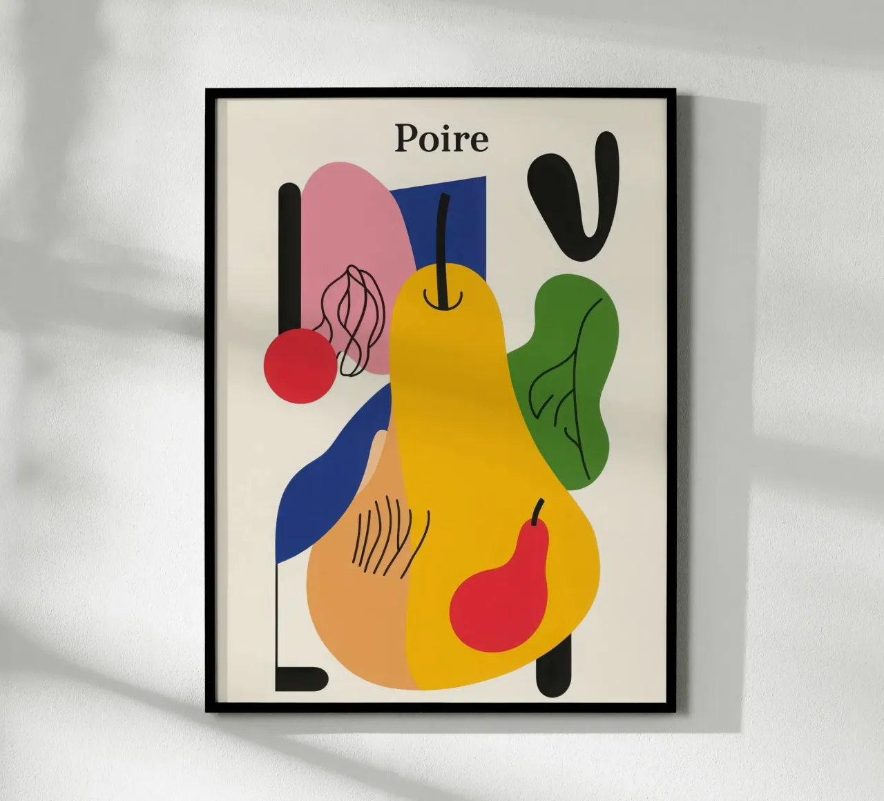 Pera geometrica poster con telaio in legno da Pop and Fruits - Affiches & posters