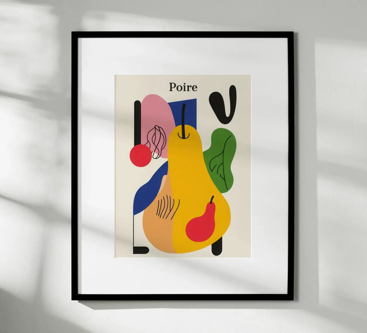 Pera geometrica poster con telaio in legno da Pop and Fruits - Affiches & posters