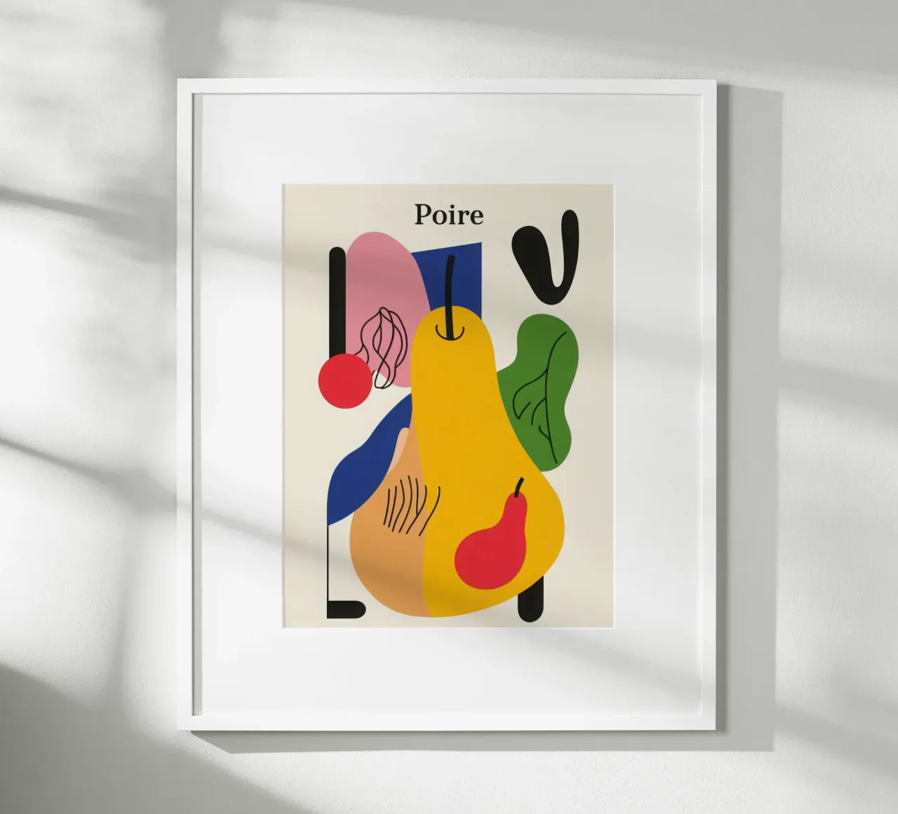 Pera geometrica poster con telaio in legno da Pop and Fruits - Affiches & posters