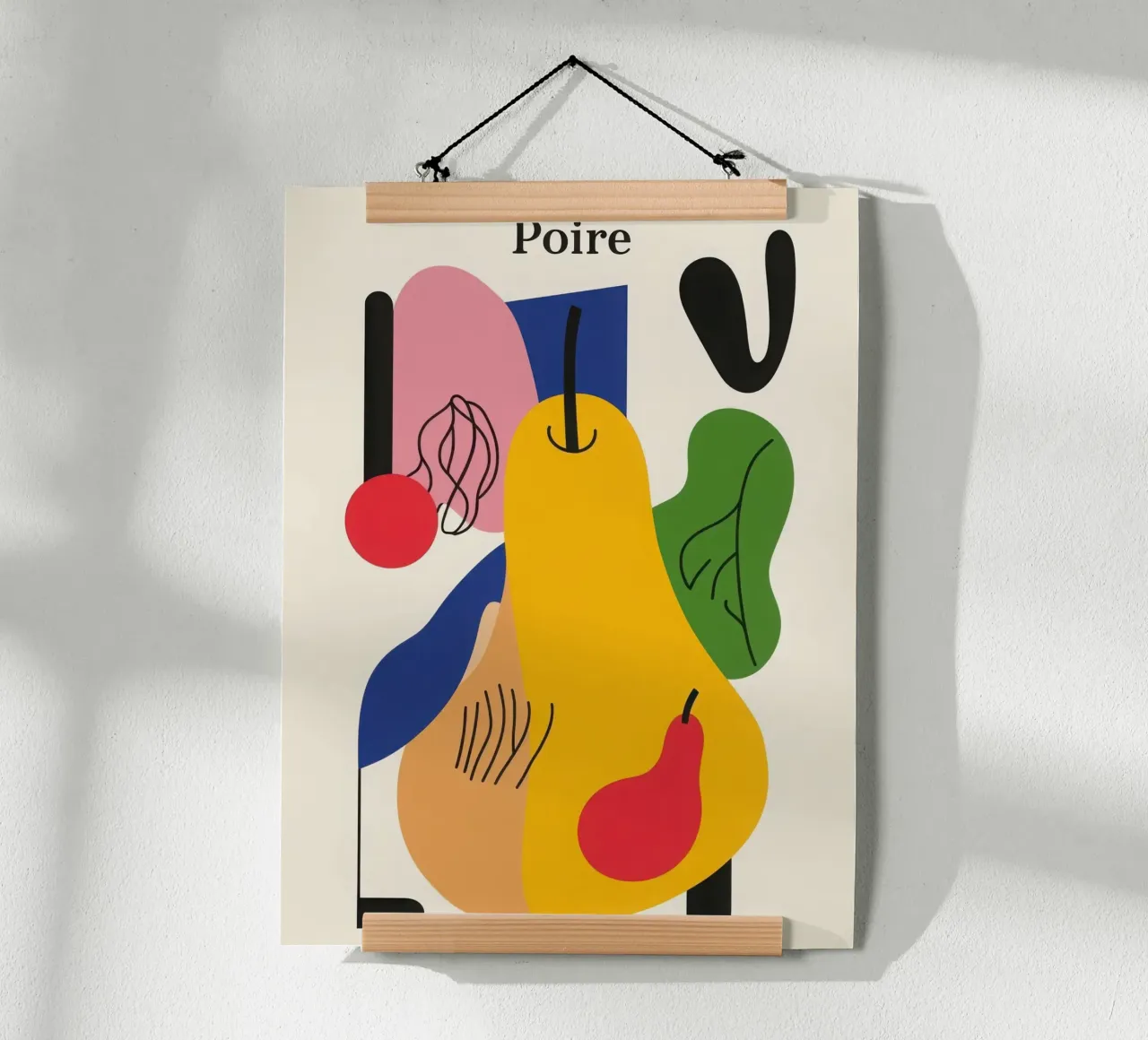 Pera geometrica poster con telaio in legno da Pop and Fruits - Affiches & posters
