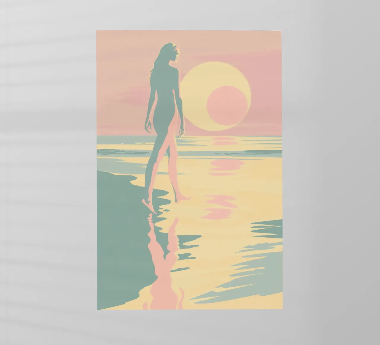 Woman on the beach at sunrise | Zen Poetry Retro Pastel backlit film by Autofocus
