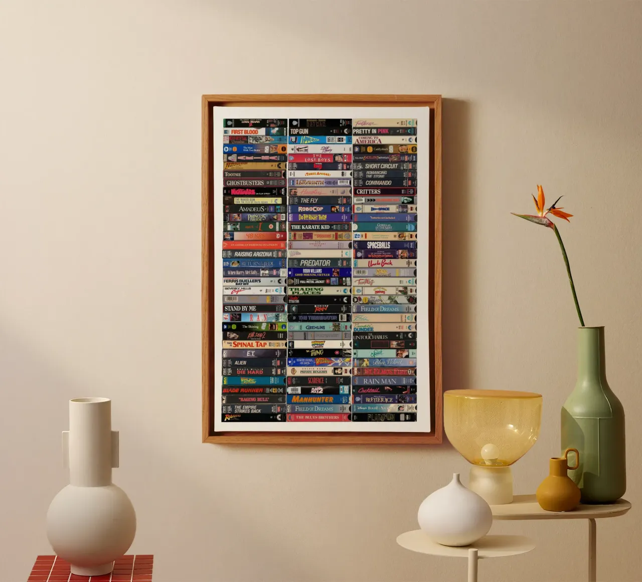 Grootste films uit de jaren 80 - VHS-cassette afdrukken - Films uit de jaren 80 canvas met Baklijst van MrMustardPrints