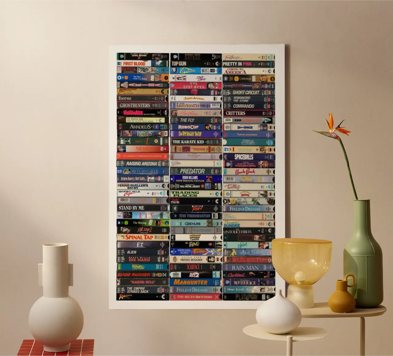 Grootste films uit de jaren 80 - VHS-cassette afdrukken - Films uit de jaren 80 canvas met Baklijst van MrMustardPrints