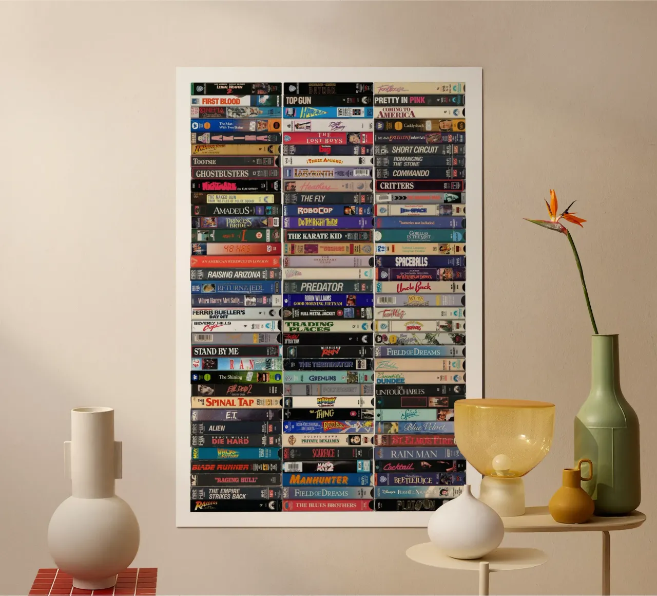 Las mejores películas de los 80 - VHS Cassette Print - Películas de los 80 poster de MrMustardPrints