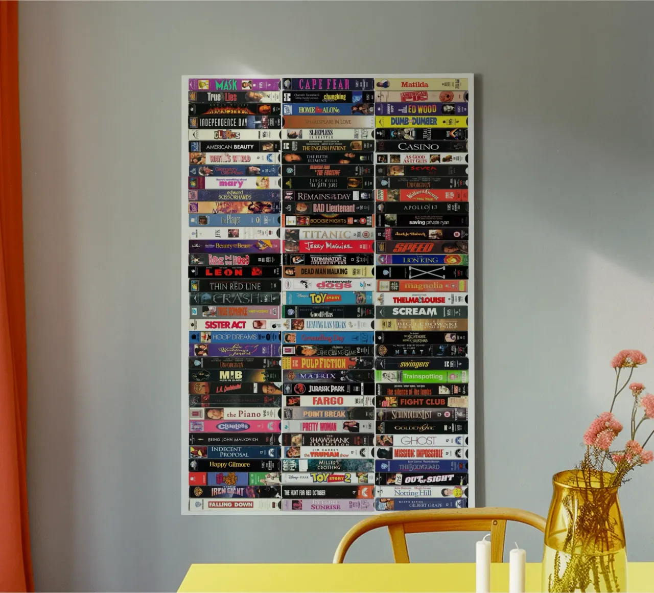 Greatest Films of the '90s - Classic 1990s Movie VHS Print canvas with Floater frame by MrMustardPrints