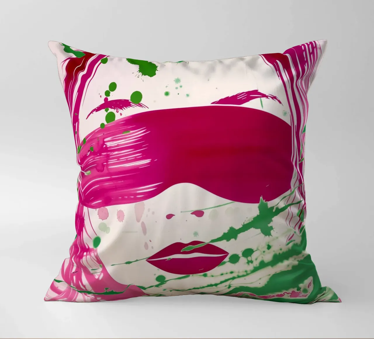 Donna bendata | Action painting con colori al neon cuscino da Autofocus
