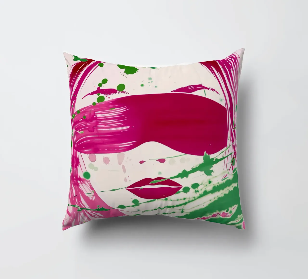 Donna bendata | Action painting con colori al neon cuscino da Autofocus
