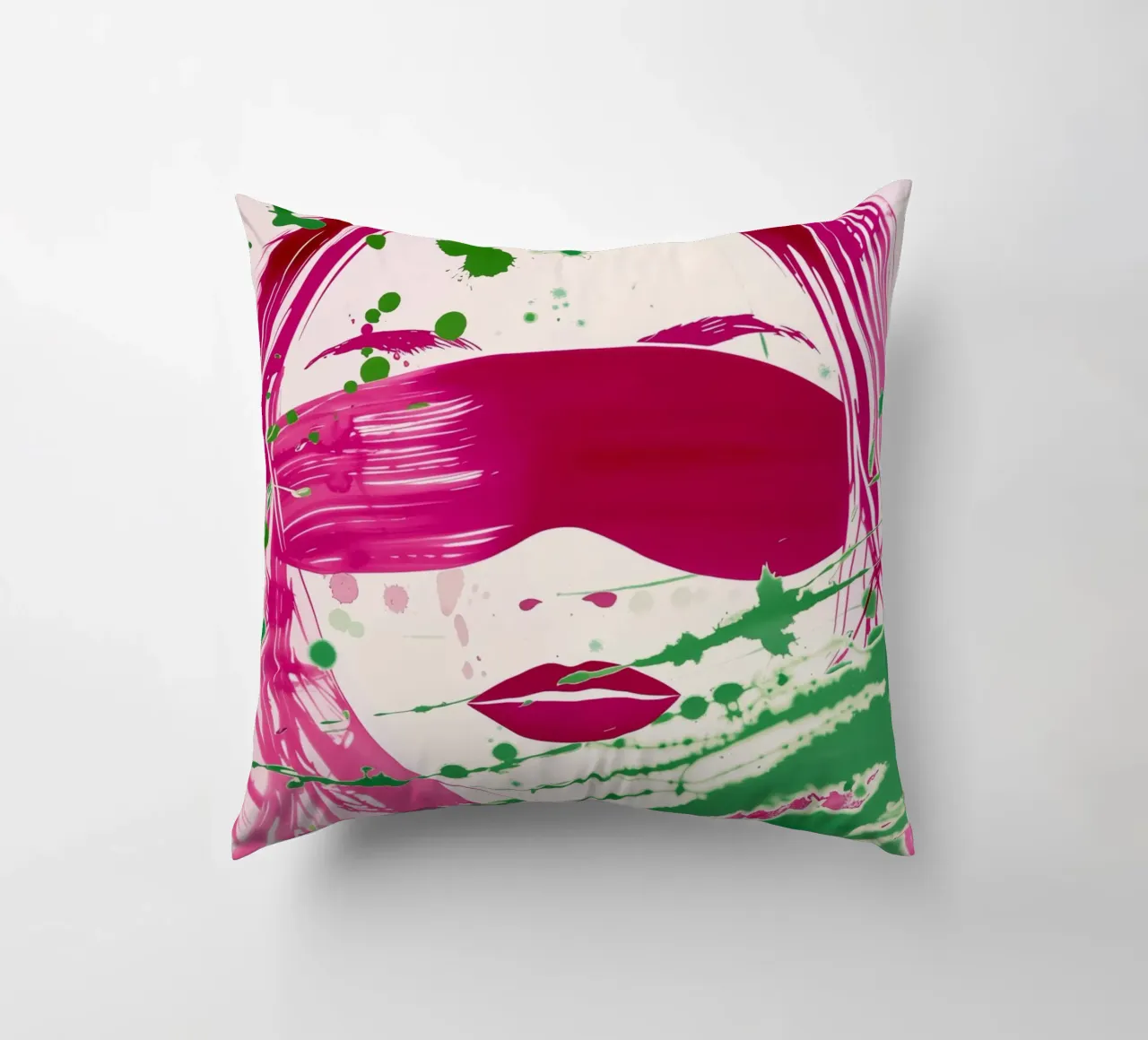 Donna bendata | Action painting con colori al neon cuscino da Autofocus