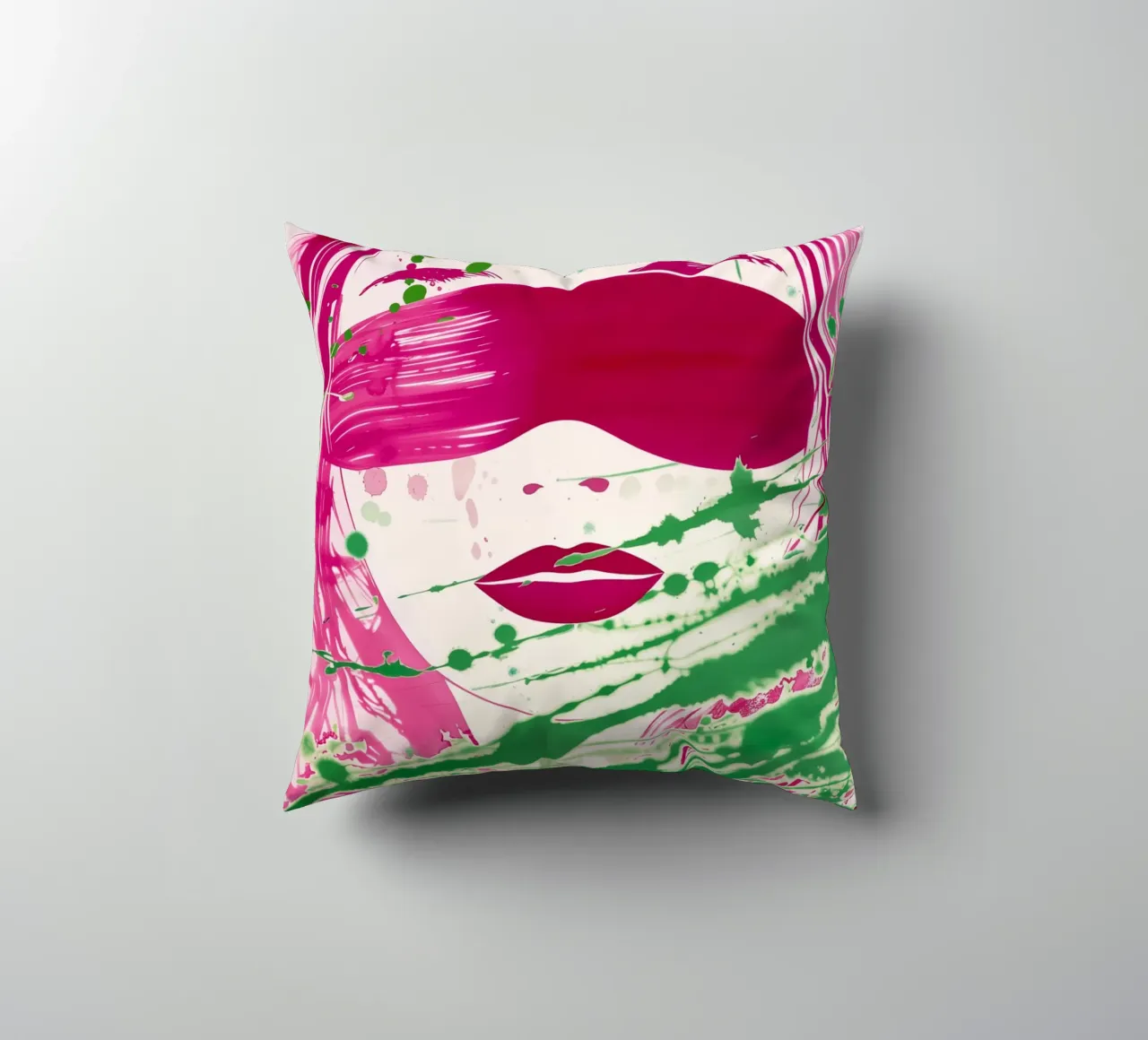 Donna bendata | Action painting con colori al neon cuscino da Autofocus