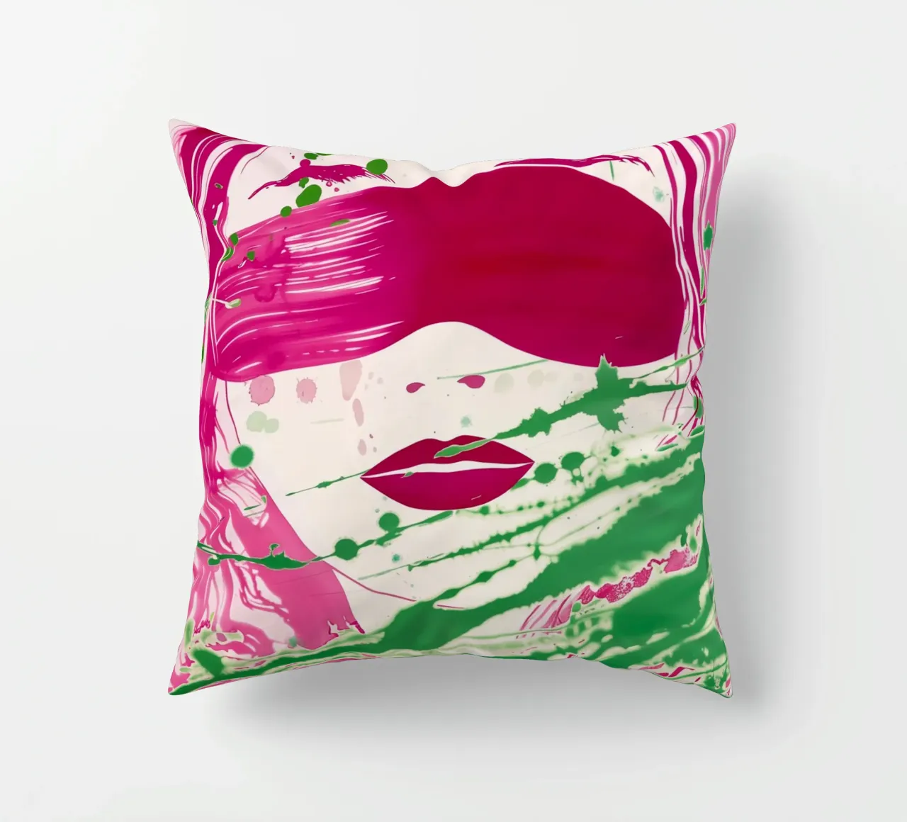 Donna bendata | Action painting con colori al neon cuscino da Autofocus