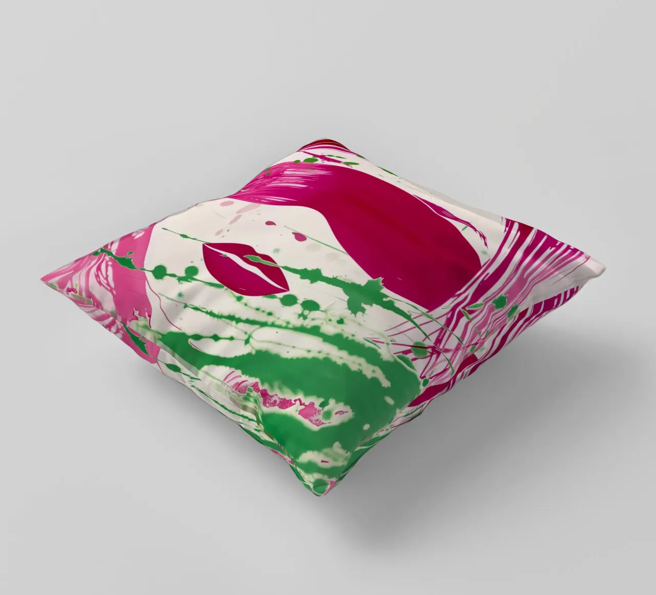 Donna bendata | Action painting con colori al neon cuscino da Autofocus