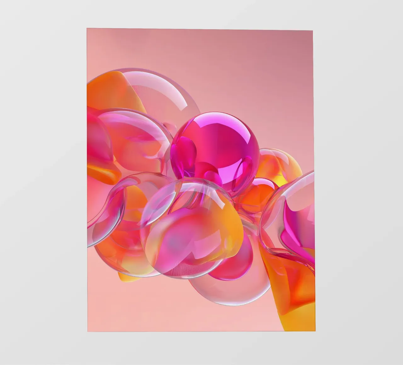 Palline di vetro rosa e arancione telo in pvc da Malou-Studio