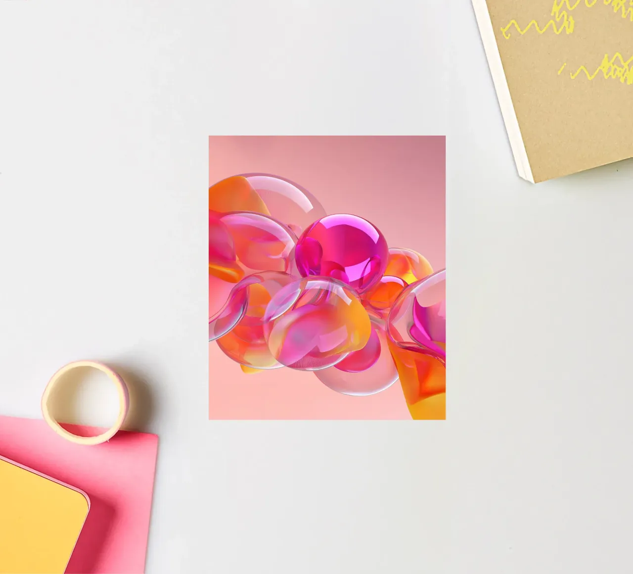 Pink and Orange Glass Balls Sticker von Malou-Studio