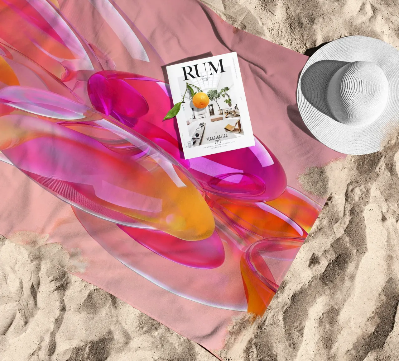 Pink and Orange Glass Balls Strandtuch von Malou-Studio