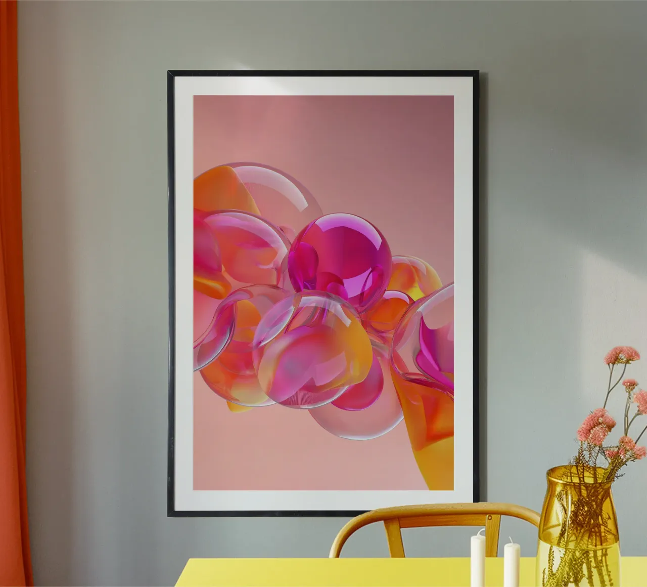 Pink and Orange Glass Balls Poster von Malou-Studio