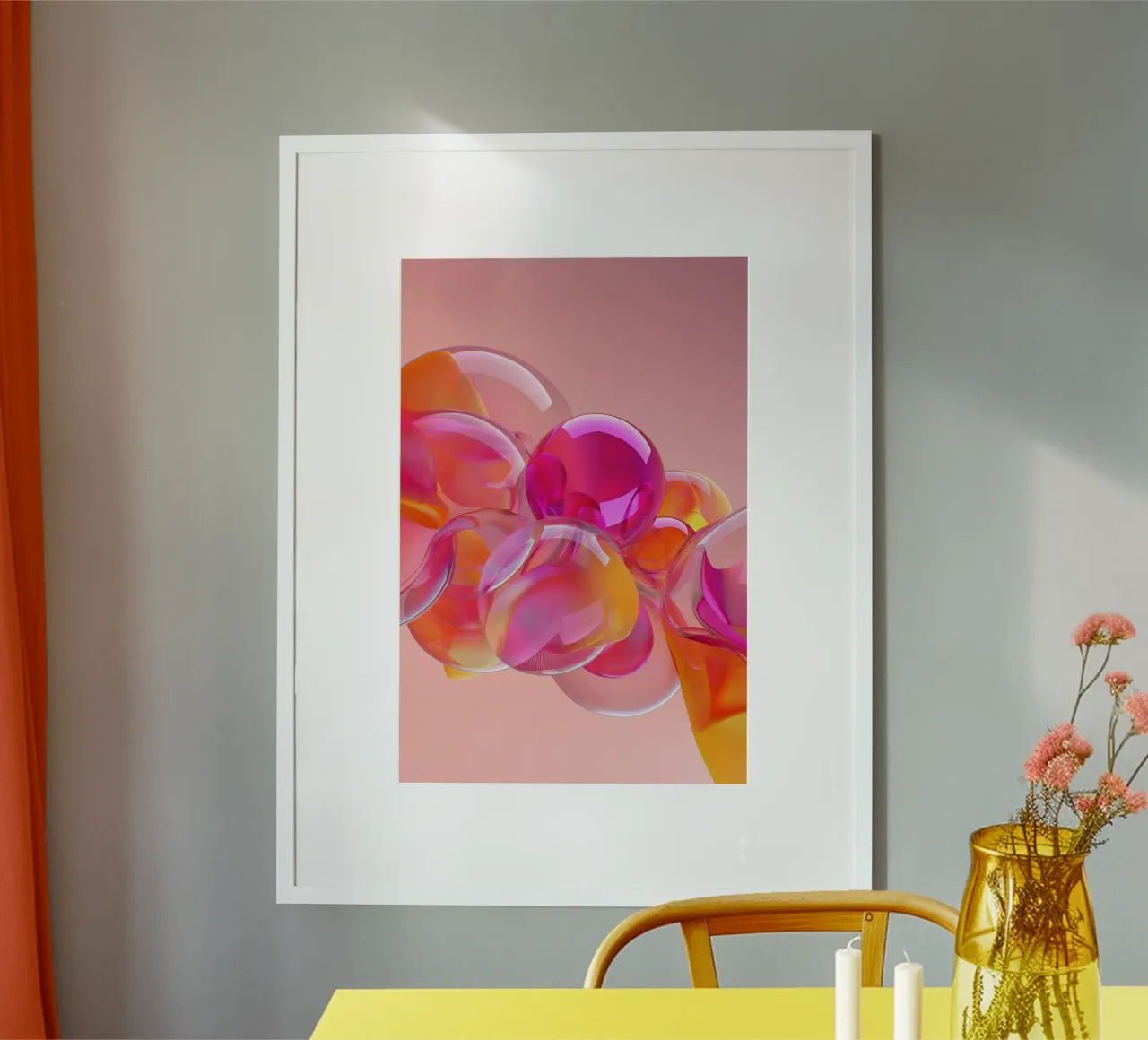 Pink and Orange Glass Balls Poster von Malou-Studio