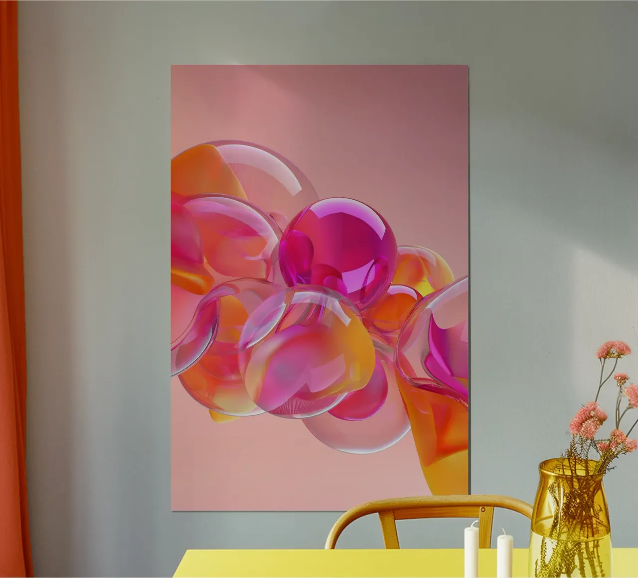 Pink and Orange Glass Balls Poster von Malou-Studio