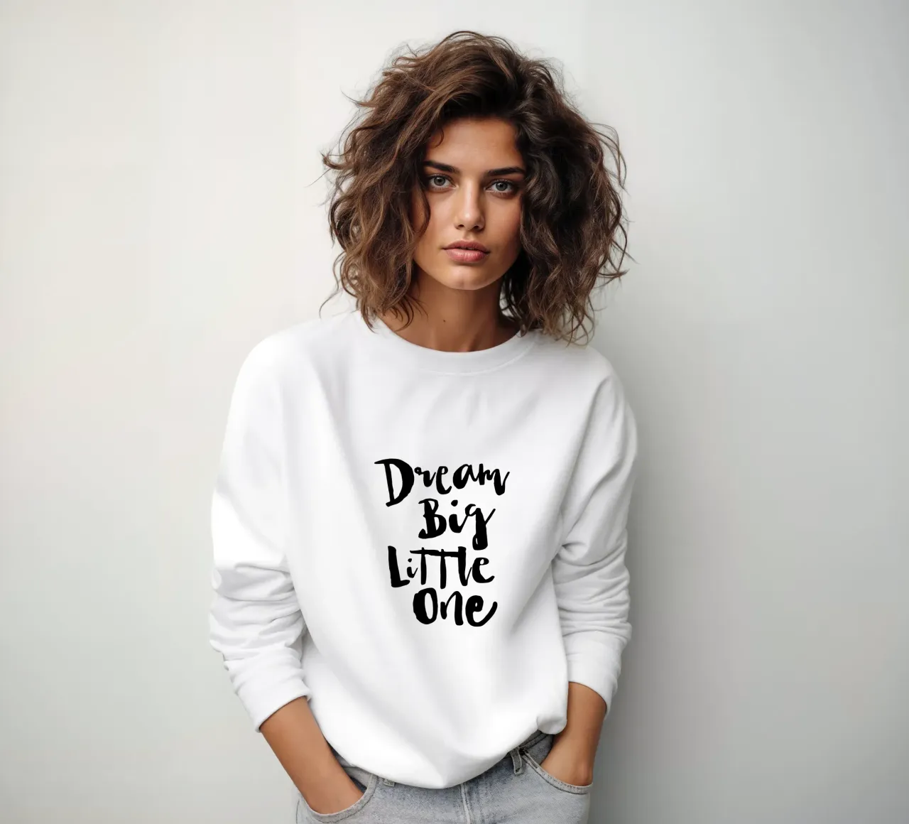 Dream Big Little One in Schwarz und Weiß Sweatshirt von THE MOTIVATED TYPE