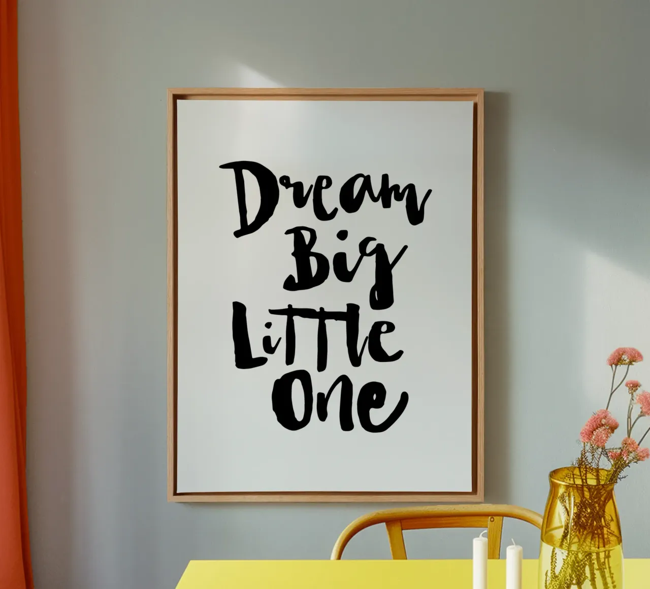 Droom groot kleintje in zwart-wit canvas met Baklijst van THE MOTIVATED TYPE