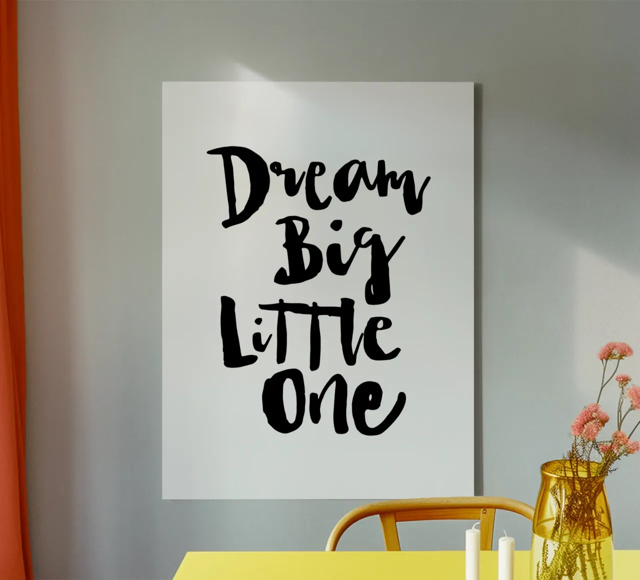 Droom groot kleintje in zwart-wit canvas met Baklijst van THE MOTIVATED TYPE