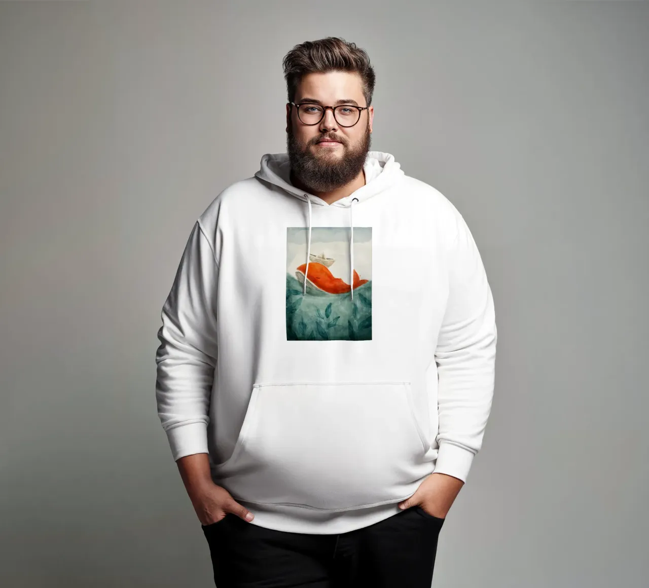 Red Whale hoodie by Indigo Rain