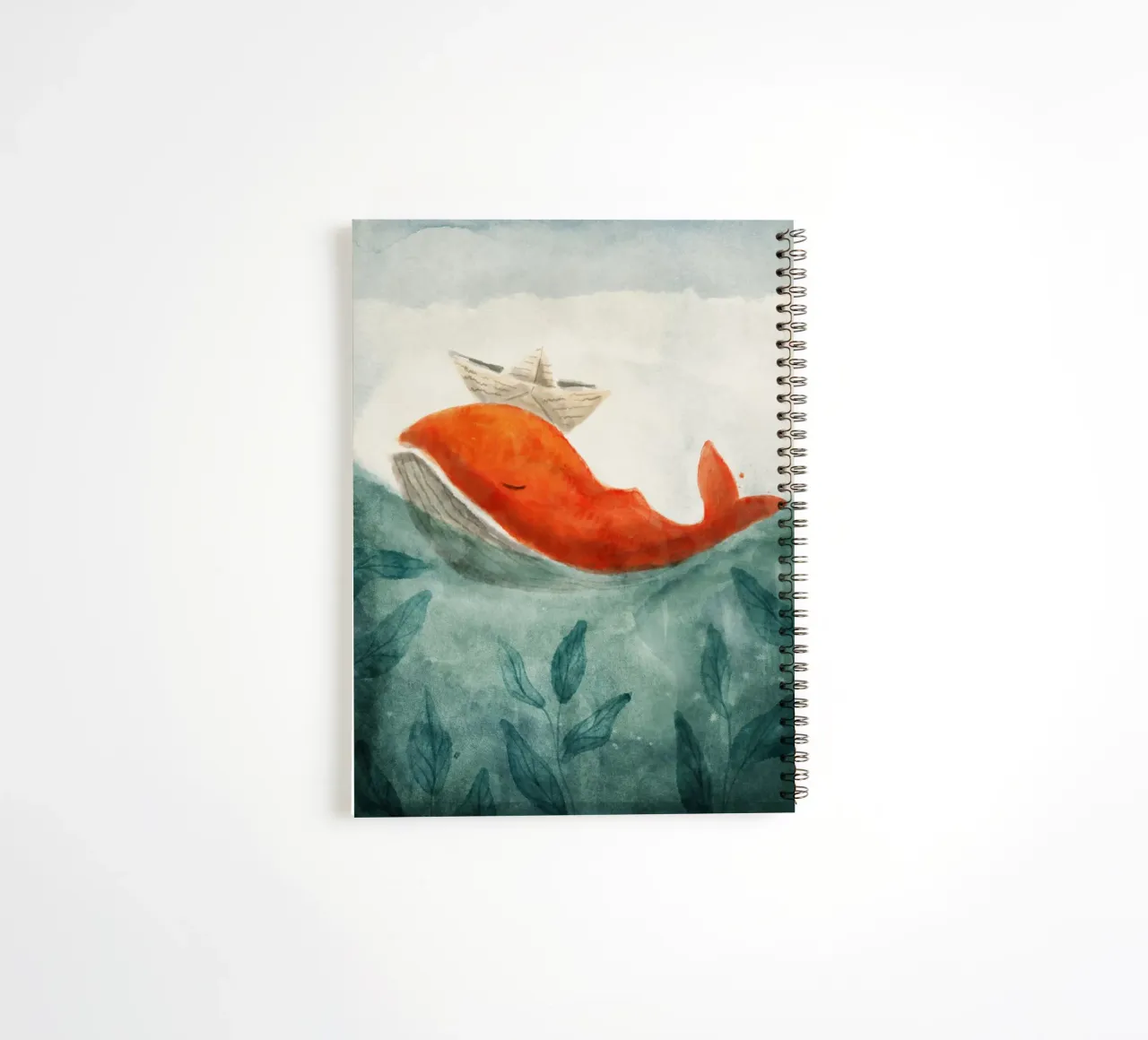 Red Whale spiral notebook by Indigo Rain