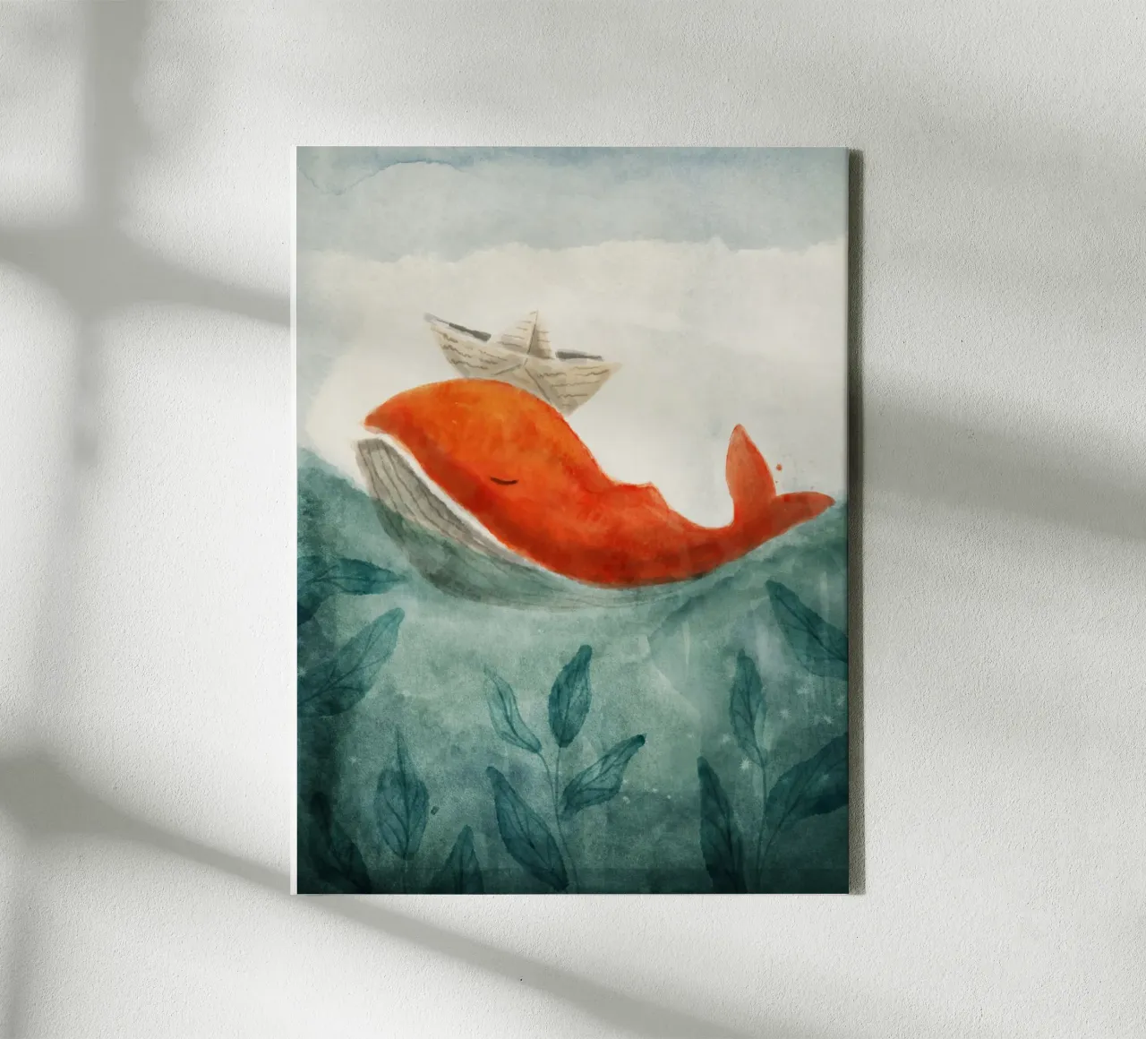 Red Whale canvas by Indigo Rain