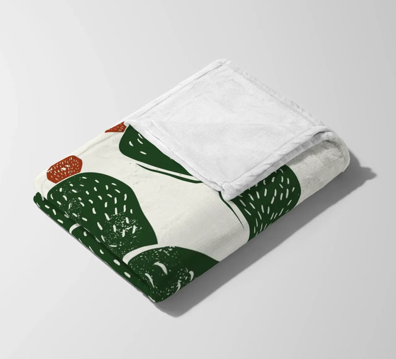 Cactus in stile linoleografico coperta in pile da Indigo Rain