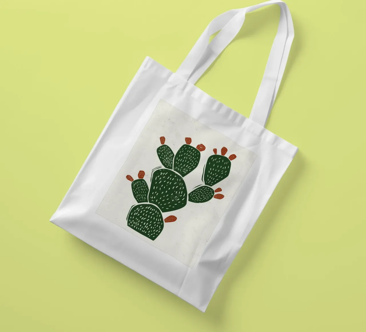 Cactus in stile linoleografico borsa in juta da Indigo Rain