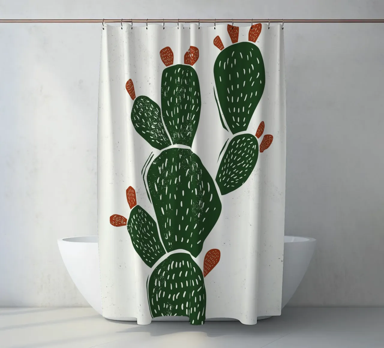 Cactus in linosnede stijl douchegordijn van Indigo Rain