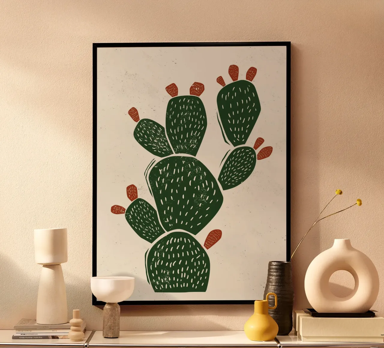 Cactus in stile linoleografico carta hahnemühle da Indigo Rain