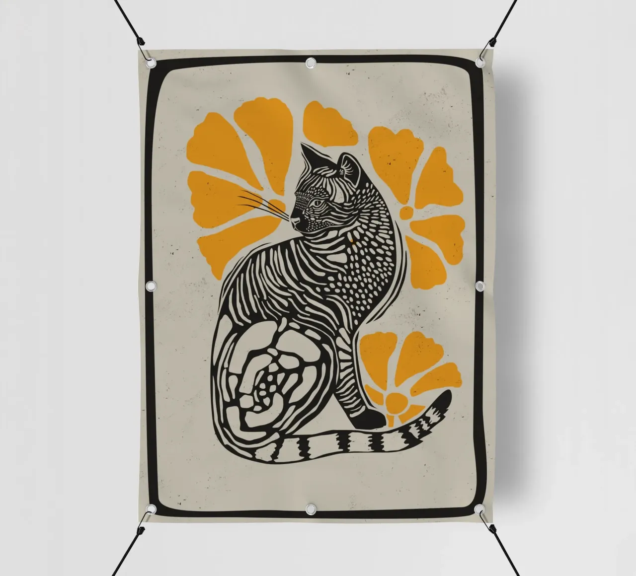 Gatto con fiori telo in pvc da Indigo Rain