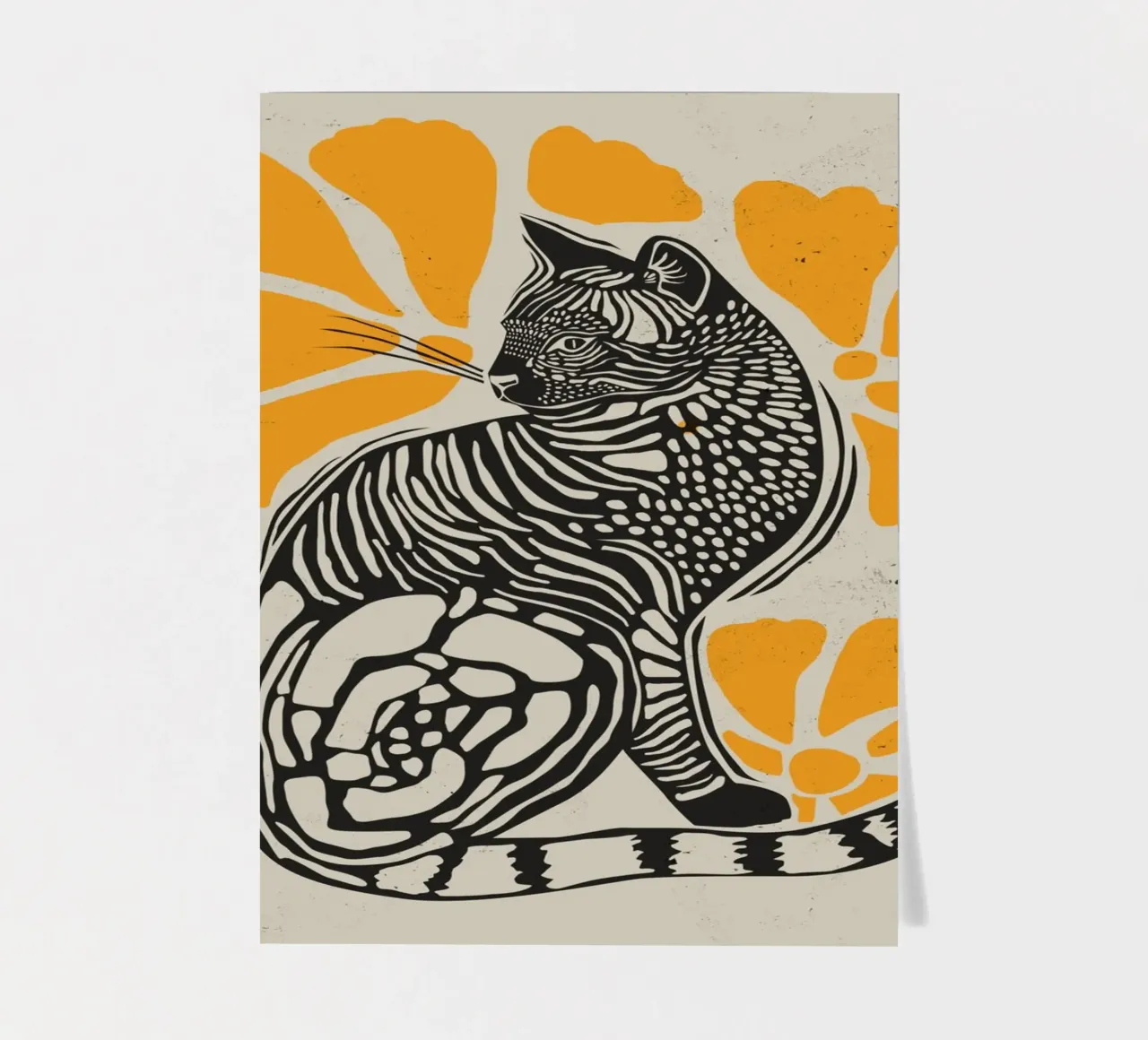 Chat avec des fleurs planche autocollant de Indigo Rain