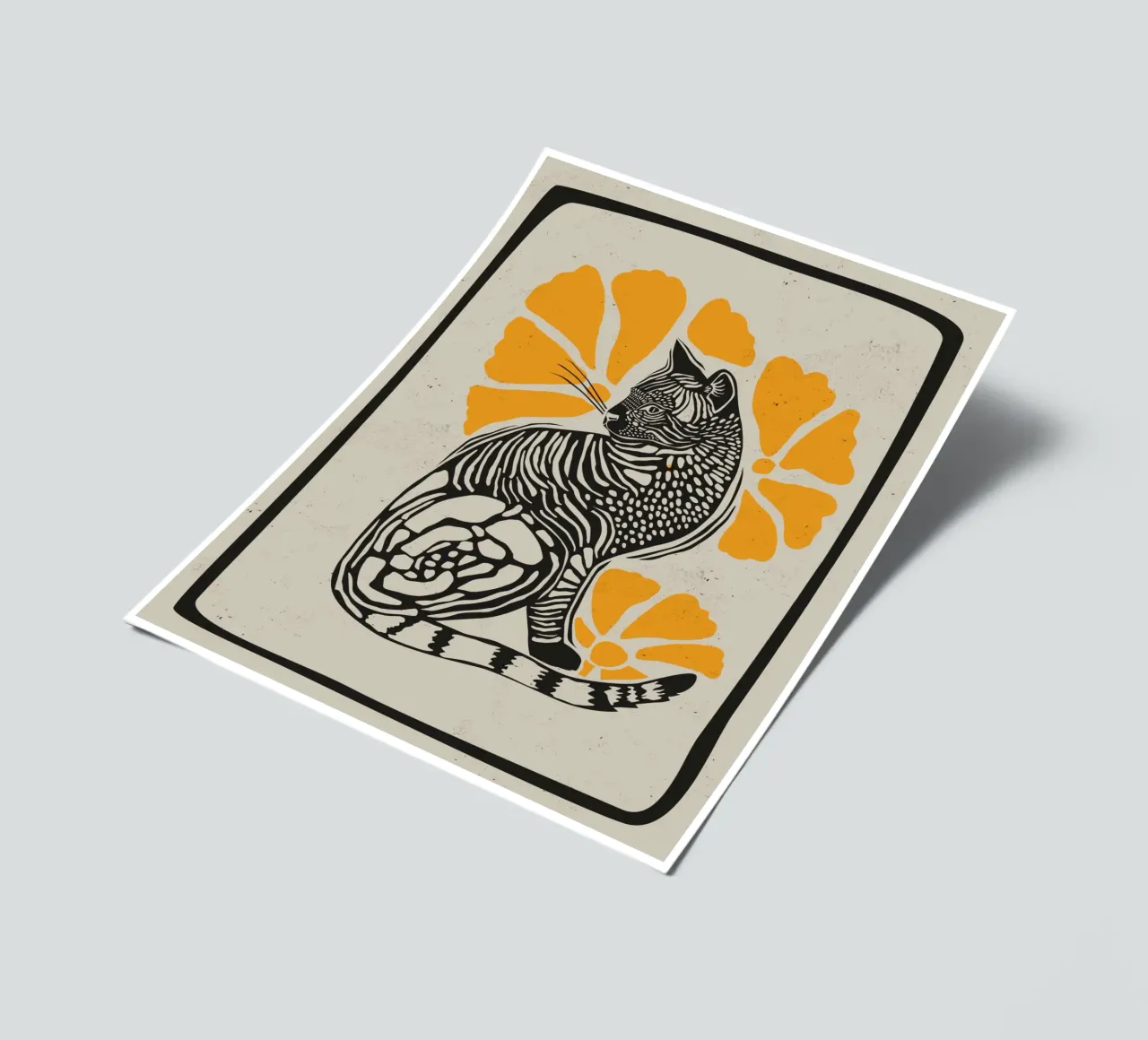 Chat avec des fleurs planche autocollant de Indigo Rain