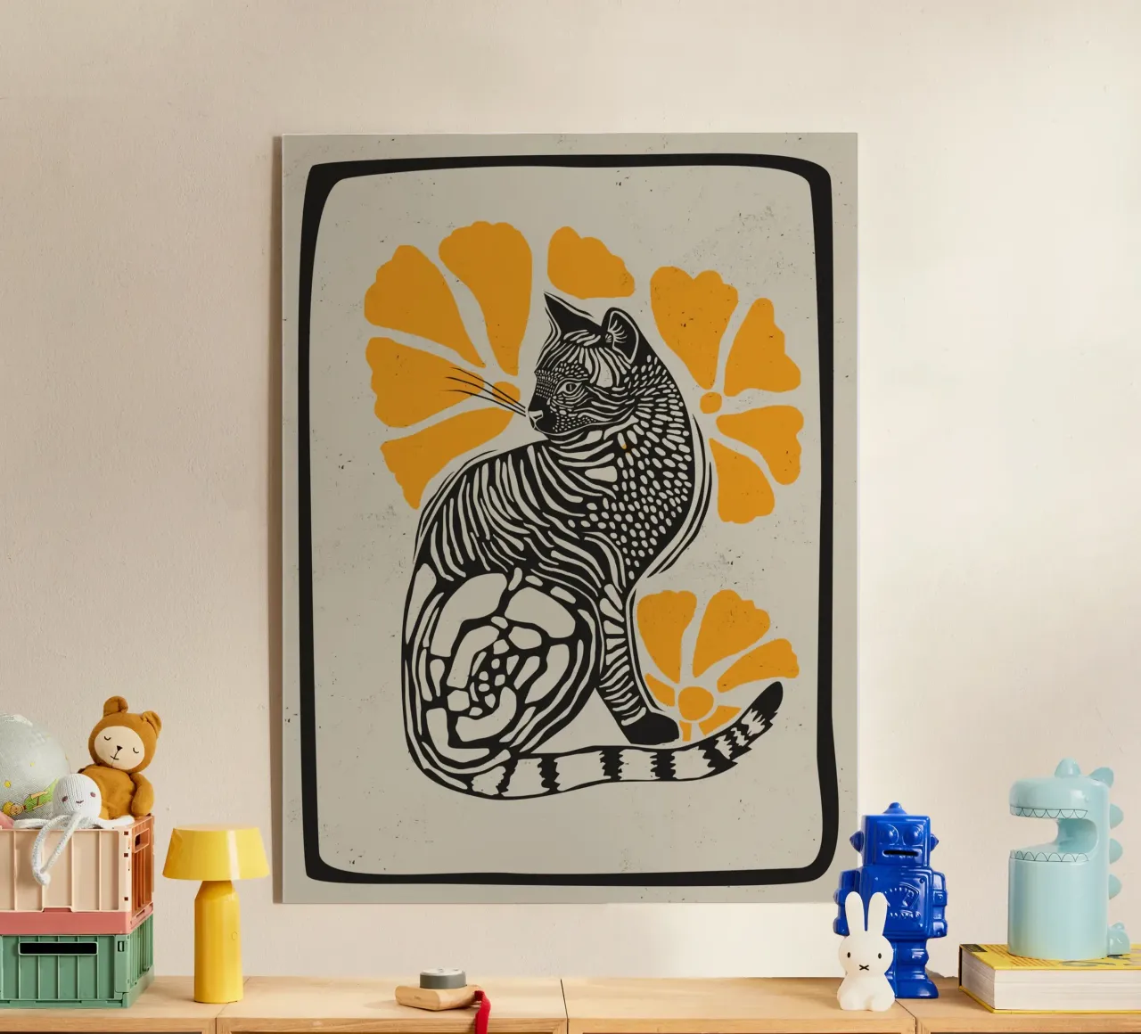 Gatto con fiori plexiglass da Indigo Rain