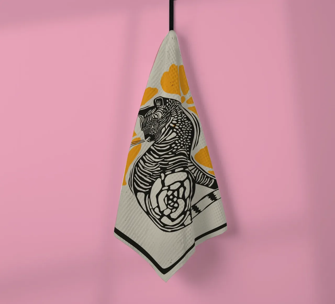 Gatto con fiori canovaccio da cucina da Indigo Rain