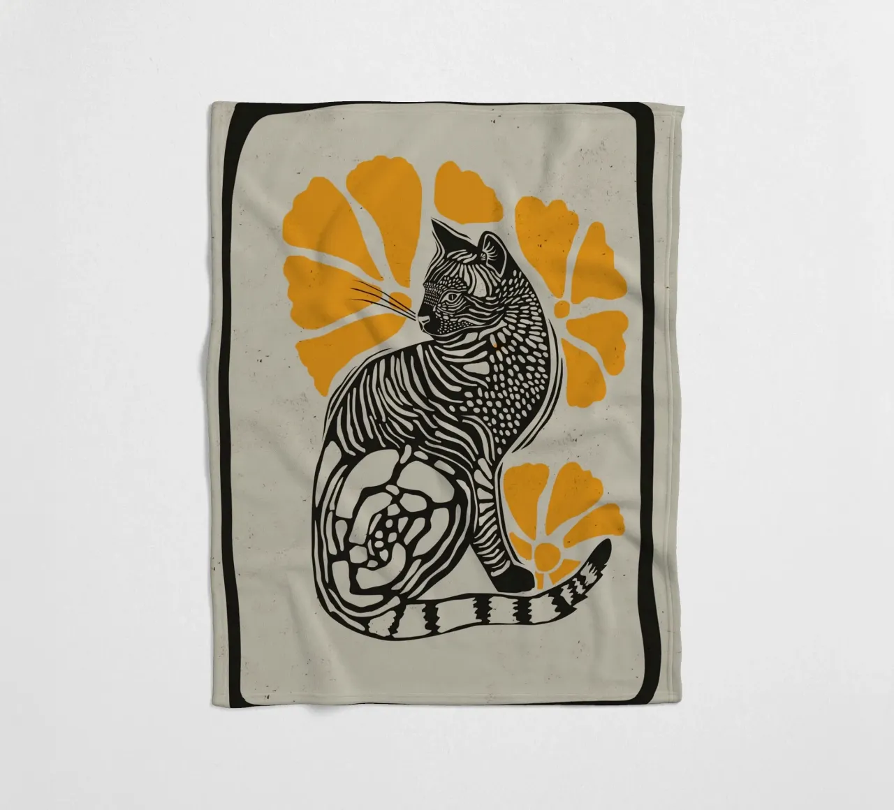 Gatto con fiori coperta in pile da Indigo Rain
