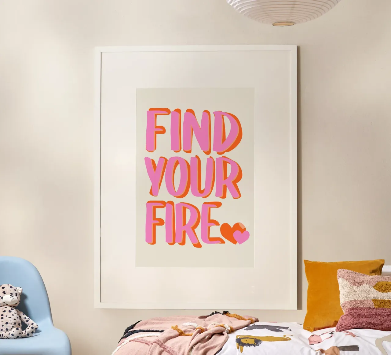 Finde dein Feuer Poster mit Holzrahmen von Malou-Studio