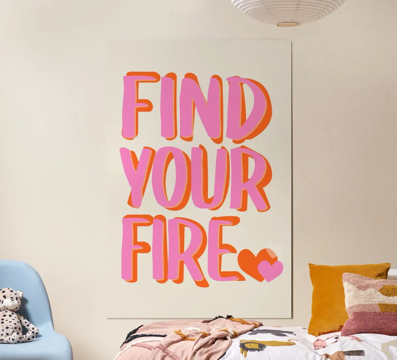 Finde dein Feuer Poster mit Holzrahmen von Malou-Studio