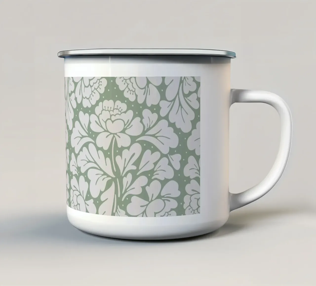 Baroque Pattern Sage Green tazza in smalto da anisillustration
