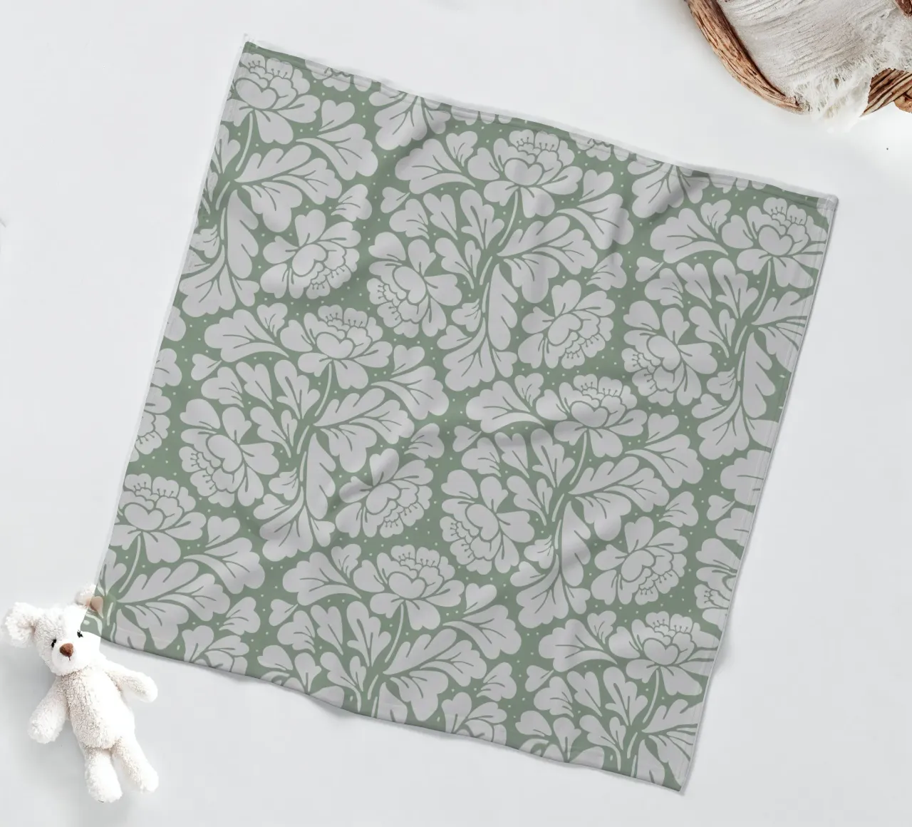 Baroque Pattern Sage Green coperta in pile da anisillustration
